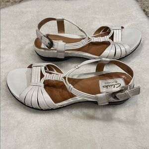 Clarks artisan white summer sandals with wedge heel